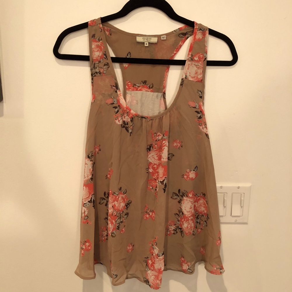 Guess floral babydoll tank top